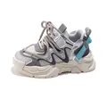 Breathable grey and purple mesh kids' running sneakers with thick lightweight soles - Size 26 (Insole Length 16.2cm) / Silver