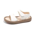 Stylish white girls' summer sandals with soft thick soles and adjustable straps - Size 21 (13.5cm) / White
