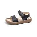 Minimalist black girls sandals with soft thick brown soles for summer beach wear - Size 21 Inner Length 13.5CM / 1 Pair / Black
