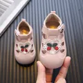 Adorable pink baby girl sandals featuring cherry heart embroidery and soft anti-slip soles - Size 19 / Inner Length 13.5cm / Pink
