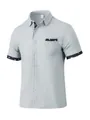 Polo homme en maille gaufrée grise avec poche poitrine et bordure motif oiseaux. - S / Gris clair