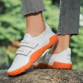 White and orange slip-on weightlifting shoes for gym training squats and deadlifts - 35 / Fitness Training Shoes (yx0069) / White
