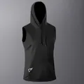 Schwarzes ärmelloses Sport-Kapuzenshirt für Herren mit praktischer Kängurutasche vorne - XS / Oberteile / Schwarz