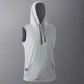 Men's performance quick-dry sleeveless hooded gym vest in a versatile light grey finish - Light Gray