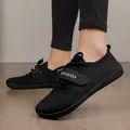 Breathable black knit wide-toe walking shoes for men and women with comfortable soft soles - 35 / Black