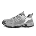 Detailansicht der grauen Herren-Wanderschuhe mit atmungsaktiven Mesh-Gewebe-Einsätzen - Grau (2309)