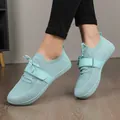 Comfortable mint green breathable knitted walking sneakers featuring a wide toe box design - 35 / Moon Blue