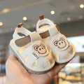 Sandali primi passi per bambini antiscivolo con suola morbida e simpatico orsetto - Taglia 16-20 / Stile Orso Cartone Animato (A006) / 5 Paia / Beige