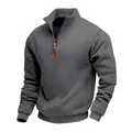 Detailansicht eines schweren, fleecegefütterten Herren-Sweatshirts in dunklem Grau - S / Oberteile / Dunkelgrau