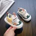 Breathable mesh toddler walking shoes with a soft non-slip sole and adjustable velcro strap - Green