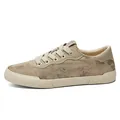 Modische atmungsaktive Herren-Canvas-Sneaker mit Marmormuster in der Farbe Khaki - Khaki