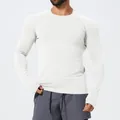 Men's white long sleeve seamless compression shirt for athletic gym and running workout - S / Tops / White