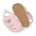 Detailed view of pink baby sandals with non-slip soft rubber soles for toddlers - Pink