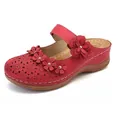 Vintage red floral sandals for women with hollow-out design and comfortable wedge sole - 35 / Red