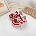 Rote Kinder-Leinenschuhe mit weicher Sohle und verstellbarem Klettverschluss - Größe 13.0 Innenlänge 13cm / Rot