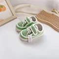 Grüne Baby-Leinenschuhe mit weicher Sohle und Klettverschluss für Jungen und Mädchen - Größe 13.0 Innenlänge 13cm / Grün