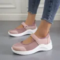 Comfortable pink casual wedge sneakers with mesh upper and velcro strap for women - 35 / Pink