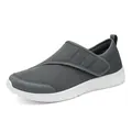 Men's breathable gray mesh walking shoes for seniors with adjustable velcro strap - 36 / Casual Walking Style (2508) / Gray