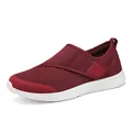 Breathable maroon mesh walking shoes with hook-and-loop strap for elderly - 36 / Casual Walking Style (2508) / Burgundy