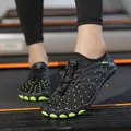 Quick-dry breathable black water shoes with lime green accents for outdoor wading - 35 / Black