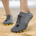 Breathable grey and yellow quick-dry wading shoes for beach and outdoor activities. - 35 / Gray