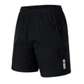Schwarze Herren Sportshorts schnelltrocknend mit Reißverschlusstasche und Belüftung - S / Unterteile / Schwarz