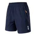 Herren-Sportshorts in Dunkelblau, schnelltrocknend, mit Reißverschlusstasche und Elastikbund - S / Unterteile / Dunkelblau