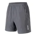 Graue, schnelltrocknende Herren-Sportshorts mit elastischem Bund und Reißverschlusstasche - S / Unterteile / Grau