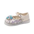 Chaussures de princesse élégantes pour filles avec fleur en cristal et accents pailletés - Tailles 23-25 (Lot de 3) / Blanc Cassé