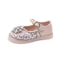 Chaussures de princesse roses à paillettes pour filles avec fleur en cristal et perles - Tailles 23-25 (Lot de 3) / Rose