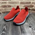 Zapatillas casuales de punto naranja para hombre con suela suave y flexible. - Rojo