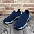 Zapatillas sin cordones para hombre de malla transpirable azul marino y suela - Azul