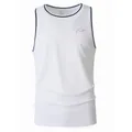 Men's premium white athletic quick-dry tank top with Freedom script print on chest - S / Tops / White