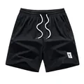 Schwarze Herren-Sommer-Freizeit-Badeshorts mit Cordstruktur und weißem Kordelzug - Schwarz