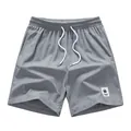 Graue lässige Herren-Sommer-Shorts mit weißem Kordelzug und Gummibund - Grau