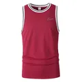 Men's red quick-dry fitness tank top featuring Freedom script print and striped trim - S / Tops / Burgundy