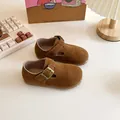 Retro brown suede children's Birkenstock-style shoes with soft soles for boys and girls - Size 21 (Inner length 13.5CM) / Camel