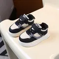 Stylish black and white children's thick-soled sneakers with quilted detail, casual style. - Insole 13.5cm Size 22 / Black A12