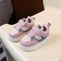 Fashionable pink and cream kids sneakers with durable thick soles and adjustable straps - Insole 13.5cm Size 22 / Pink A12