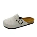 Stylish platform rhinestone clogs for women in shimmering light beige sparkling finish - 35 / Off White