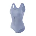 Body sculptant sans couture pour femme avec contrôle du ventre et agrafes de taille - M / Haut Et Bas / Bleu clair