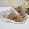 Sandales à plateforme en maille beige ajourée pour femmes, vue de la variante SKU - Kaki