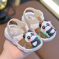 Braune und weiße Panda-Sandalen für Kleinkinder mit rutschfester weicher Sohle - Größe 16 (Innenlänge 10.5CM) / Khaki