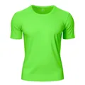 Détail de la vue de face d'un t-shirt de sport vert néon à séchage rapide à col - S / Hauts / Vert Herbe