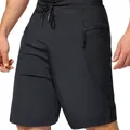 Classic black men's beach trunks with drawstring waist and secure zipper pockets detail - S / Bottoms / Black