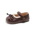 Chaussures Mary Jane marron foncé pour enfants avec nœud et dentelle - Pointure 21 (13.7cm) / Marron