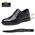 Atmungsaktive schwarze hohle Lederschuhe für Herren mit 8cm Erhöhungseinlegesohle - 37 / Hohl 8cm Höhenverstellbar Geschnürt (6609-1) / Schwarz