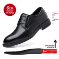 Schwarze Business Casual Elevator Lederschuhe für Herren mit einer 6cm Erhöhungsfunktion - 37 / Schwarz 6cm Höhenverstellbares Modell (6608) / Schwarz