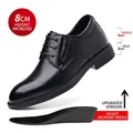 Herren Business-Aufzugsschuhe aus schwarzem Leder mit 5 cm höhenverstellbarer Einlegesohle - 37 / 8cm Höhenverstellbar Geschnürt (6609) / Schwarz