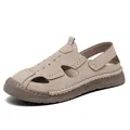 Men's breathable closed-toe casual beach sandals in beige color with comfortable sole - 38 / Sand